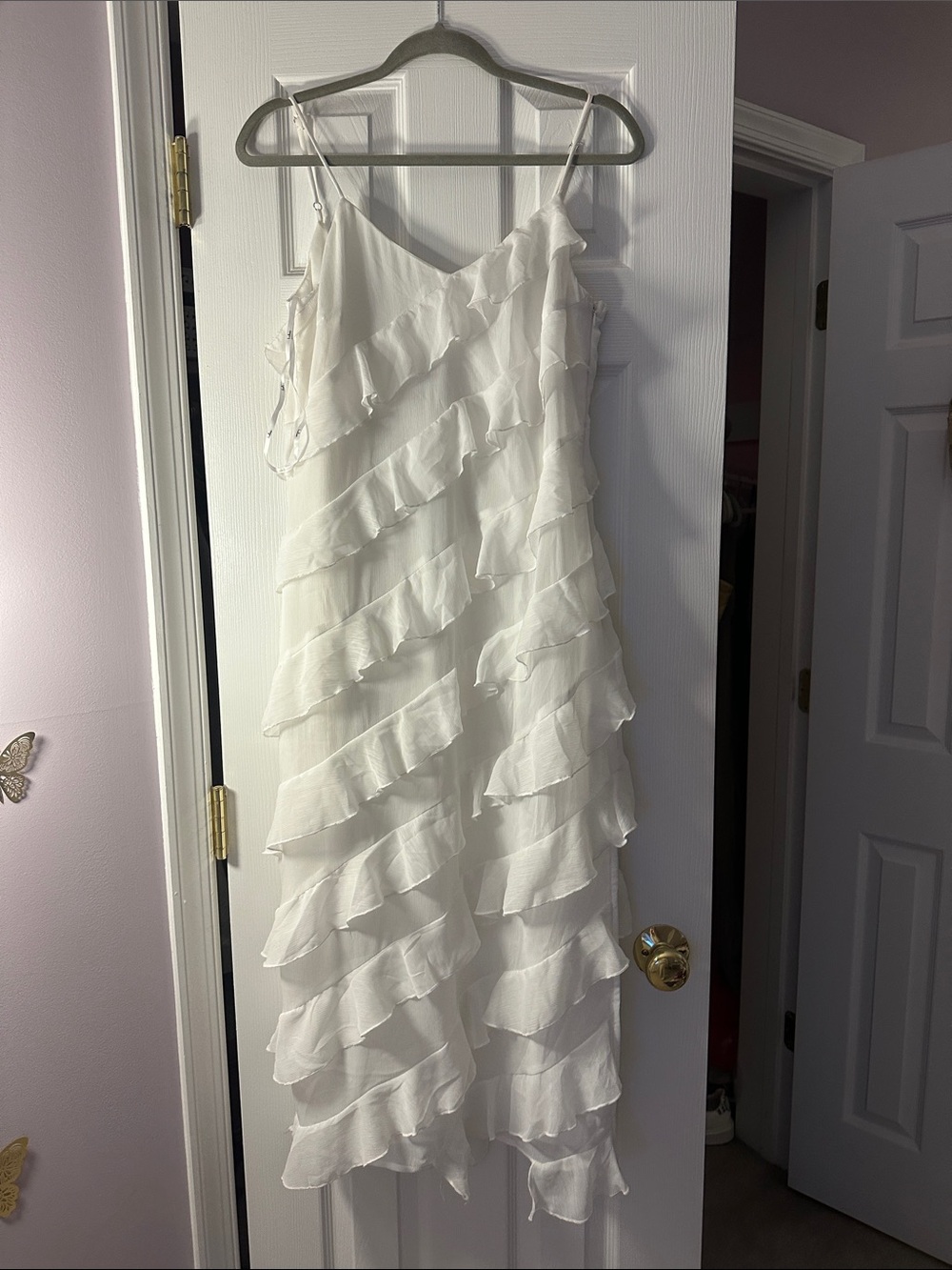 Lulu's White Ruffle Tiered Slip Midi/Maxi Dress